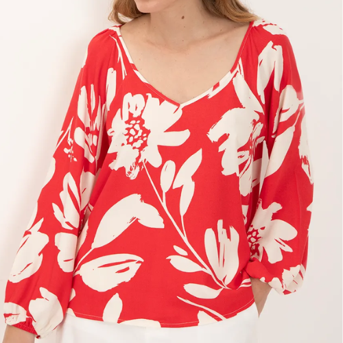 Blusa Floral Manga Longa